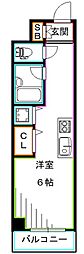 東京メトロ東西線 落合駅 徒歩9分の賃貸マンション 2階ワンルームの間取り