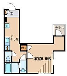 都営大江戸線 中野坂上駅 徒歩12分の賃貸マンション 1階ワンルームの間取り