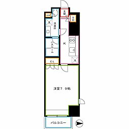 パークハビオ東中野 1Kの間取図画像