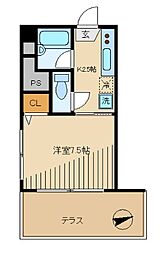 白菊マンション 1Kの間取図画像