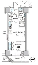 パークアクシス新宿西落合 1DKの間取図画像