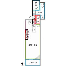 ユニゾンタワー東中野 ワンルームの間取図画像