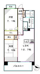 シティーパル新中野 2LDKの間取図画像