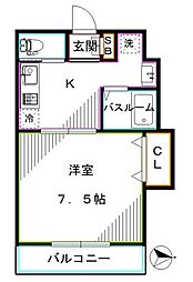 三和中野 1Kの間取図画像