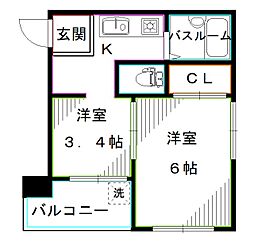 東洋ビル 2Kの間取図画像