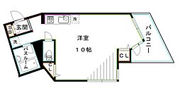 クレール弥生 ワンルームの間取図画像