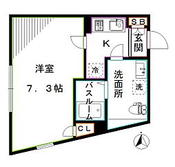 アーバンステージ下落合 1Kの間取図画像
