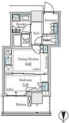 パークシティ中野ザ タワー ブリーズ ブリーズ 1DKの間取図画像
