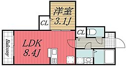 JR総武本線 四街道駅 徒歩11分の賃貸アパート 1階1LDKの間取り