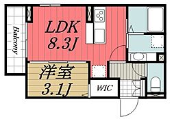 ビューテラス 2階1LDKの間取り