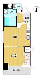 シーナリ江坂 1DKの間取図画像