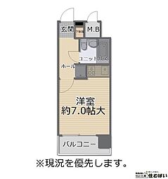朝日プラザ天神 1Kの間取図画像