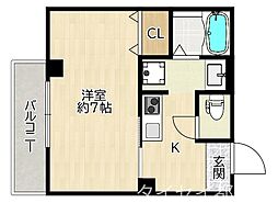 おおさか東線 城北公園通駅 徒歩10分の賃貸アパート 2階1Kの間取り
