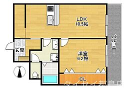 朝日プラザ大宝 1LDKの間取図画像