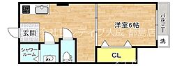 リリアン都島 1DKの間取図画像