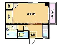 リバティハウス 1Kの間取図画像