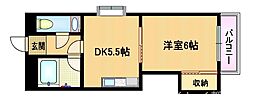 アルパ山口 1DKの間取図画像