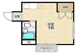 ロイヤルハイム ワンルームの間取図画像