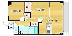 コモドガーデンヤマイチ 2LDKの間取図画像