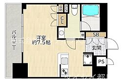 セイワパレス京橋コルティーレ ワンルームの間取図画像