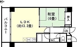 ルシーヌ南熱川 1LDKの間取図画像