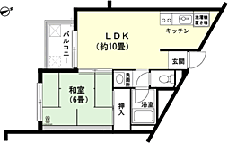 フジタ宇佐美マンションA棟 1LDKの間取図画像