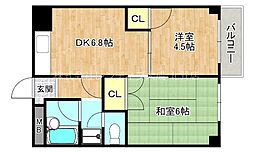 NILマンション今里 2DKの間取図画像