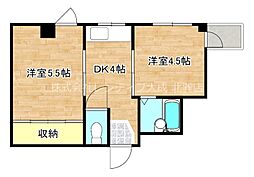メゾンライブラリー 2DKの間取図画像