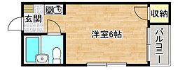足代マンション ワンルームの間取図画像