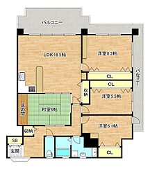アクシス大阪 3LDKの間取図画像