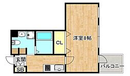 ベリーウェル・阿倍野 1Kの間取図画像