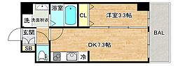 アドバンス大阪リーヴァ 1DKの間取図画像
