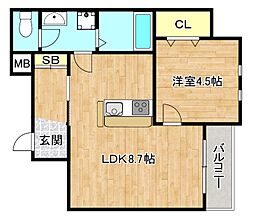 コンフォートKAMI 1LDKの間取図画像