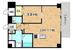 プランドール林寺 1LDKの間取図画像