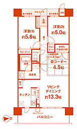 キングマンション千船2番館 2LDKの間取図画像