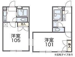 レオパレスゴールドレジデンスフレーズ壱番館 1Kの間取図画像