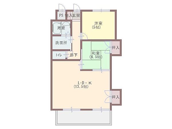 兵庫県姫路市三左衛門堀東の町(賃貸マンション2LDK・2階・52.20㎡)の写真 その2