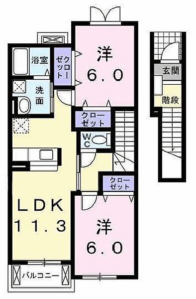 ウィル　ヴェスティージ　壱番館 203｜兵庫県西脇市下戸田(賃貸アパート2LDK・2階・58.48㎡)の写真 その2