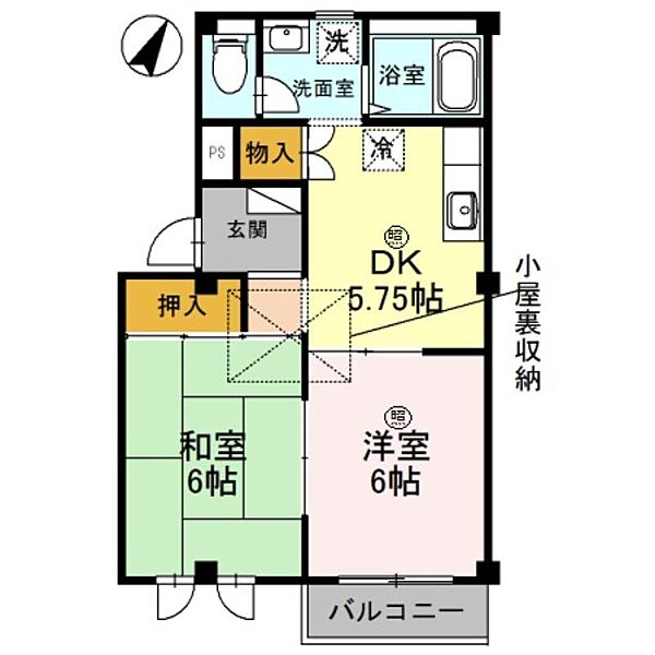 ローレルハイツI 203｜兵庫県加古川市加古川町粟津(賃貸アパート2DK・2階・41.88㎡)の写真 その2