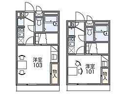 レオパレス明日香 1Kの間取図画像