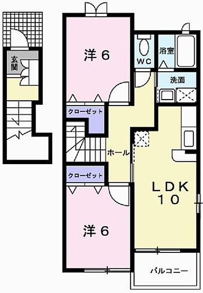 クローバーライフ 201｜兵庫県姫路市西庄(賃貸アパート2LDK・2階・57.22㎡)の写真 その2
