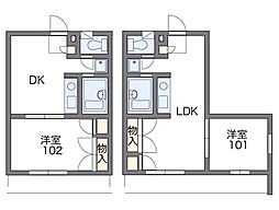 レオパレスT-アイランド 1DKの間取図画像