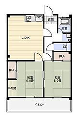 エクセレント宝殿1号棟 2LDKの間取図画像