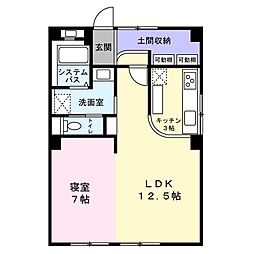 エクセレント宝殿3号棟 1LDKの間取図画像