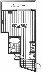 第15サンライズイトウ 1Kの間取図画像