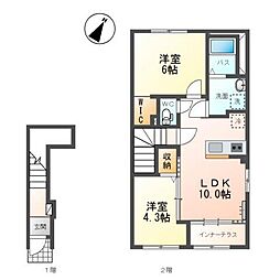イストワール ブルー 2LDKの間取図画像