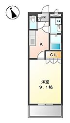 レジデンスE&R 1Kの間取図画像
