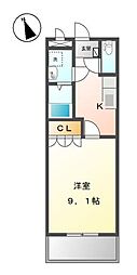 レジデンスE&R 1Kの間取図画像