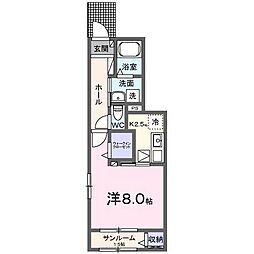 RiverTerrace2 1Kの間取図画像