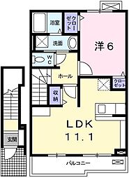 ラピッド早瀬 1LDKの間取図画像